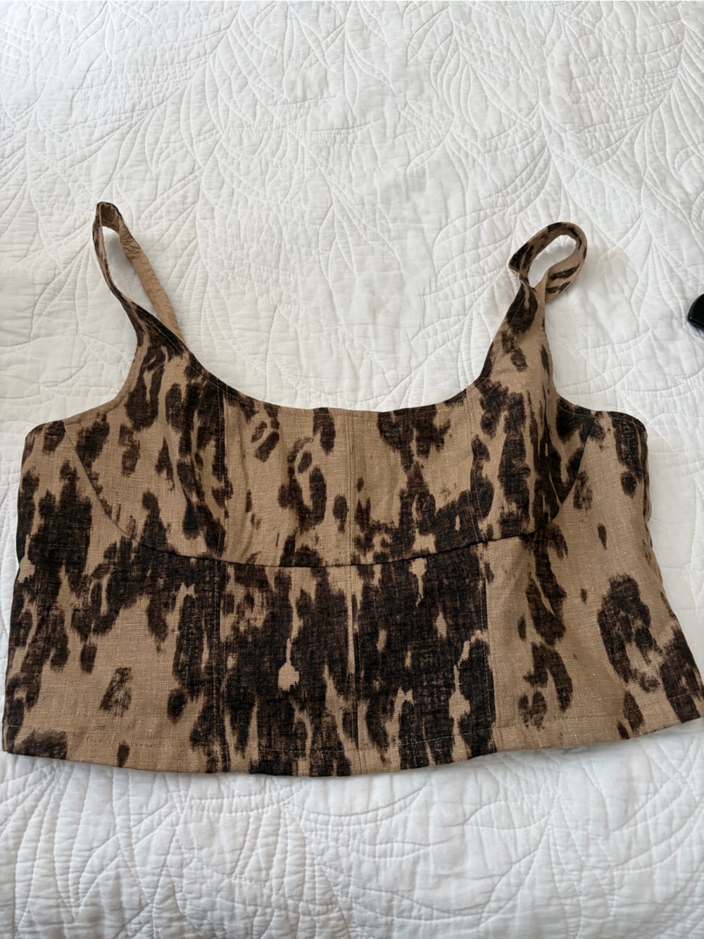 Banana Republic Brown and Black Animal-Print Crop Top